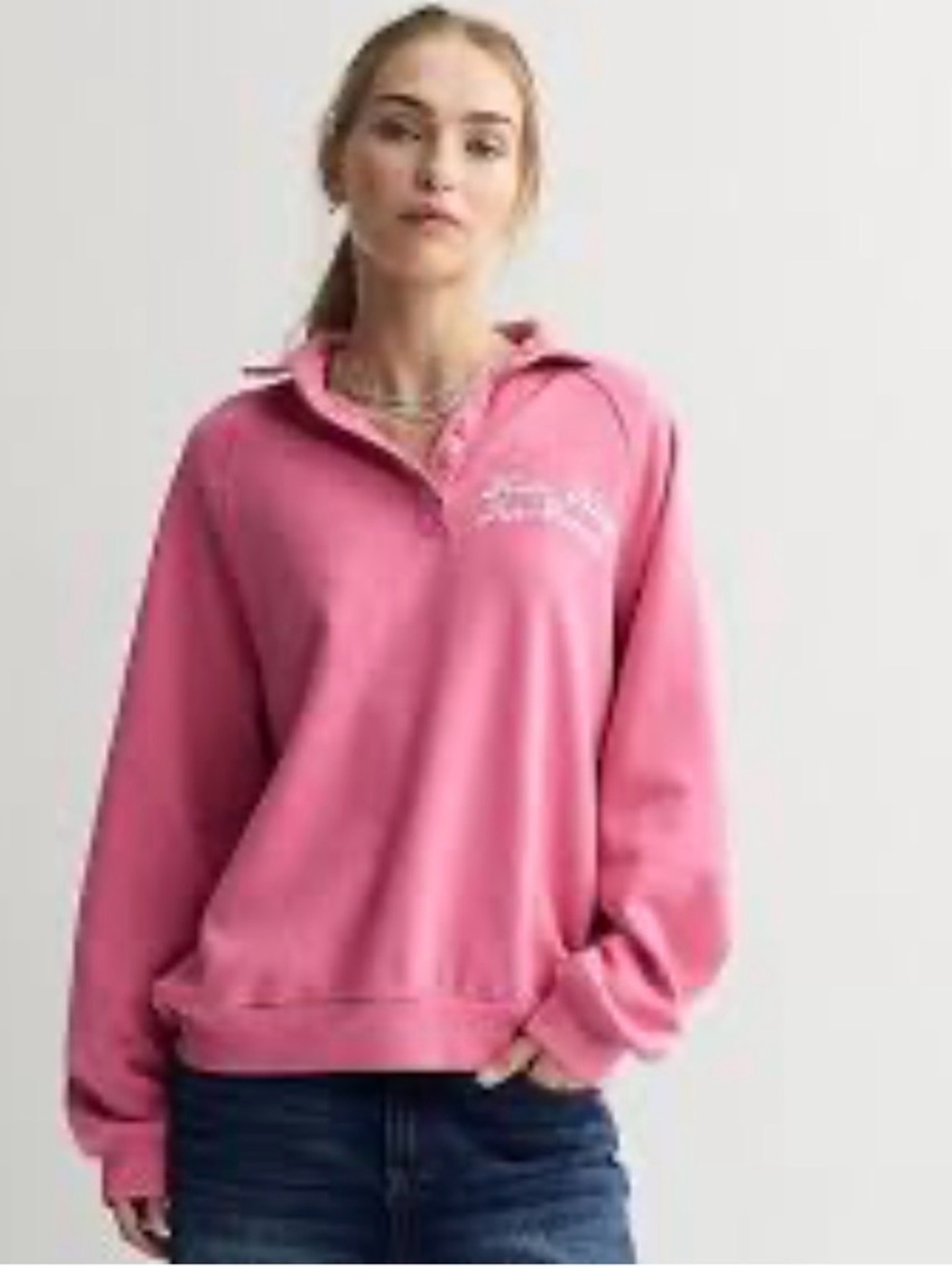 Sanrio Hello Kitty Pink Polo Pullover Sweatshirt size S